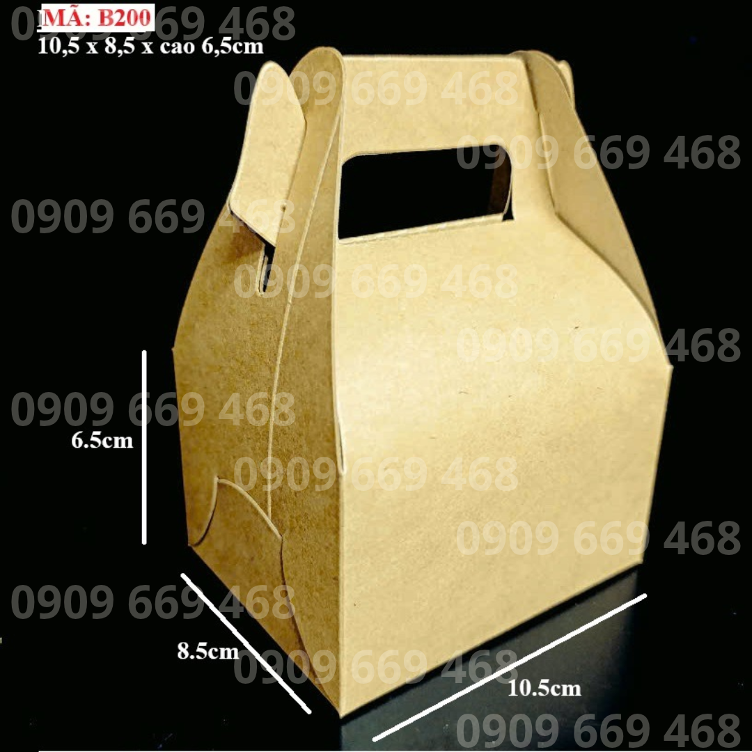 Hộp Giấy Kraft Có Quai Xách Giá Sỉ Đựng Gà Viên, Đồ Ăn Vặt & In Logo